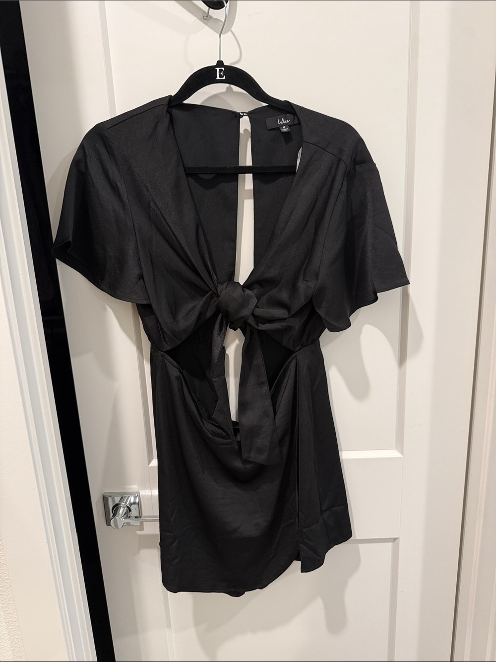 Lulu's Black Tie-Front Cutout Mini Dress